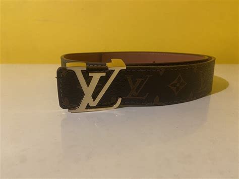 louis vuitton belt checkered brown|Louis Vuitton men's reversible belt.